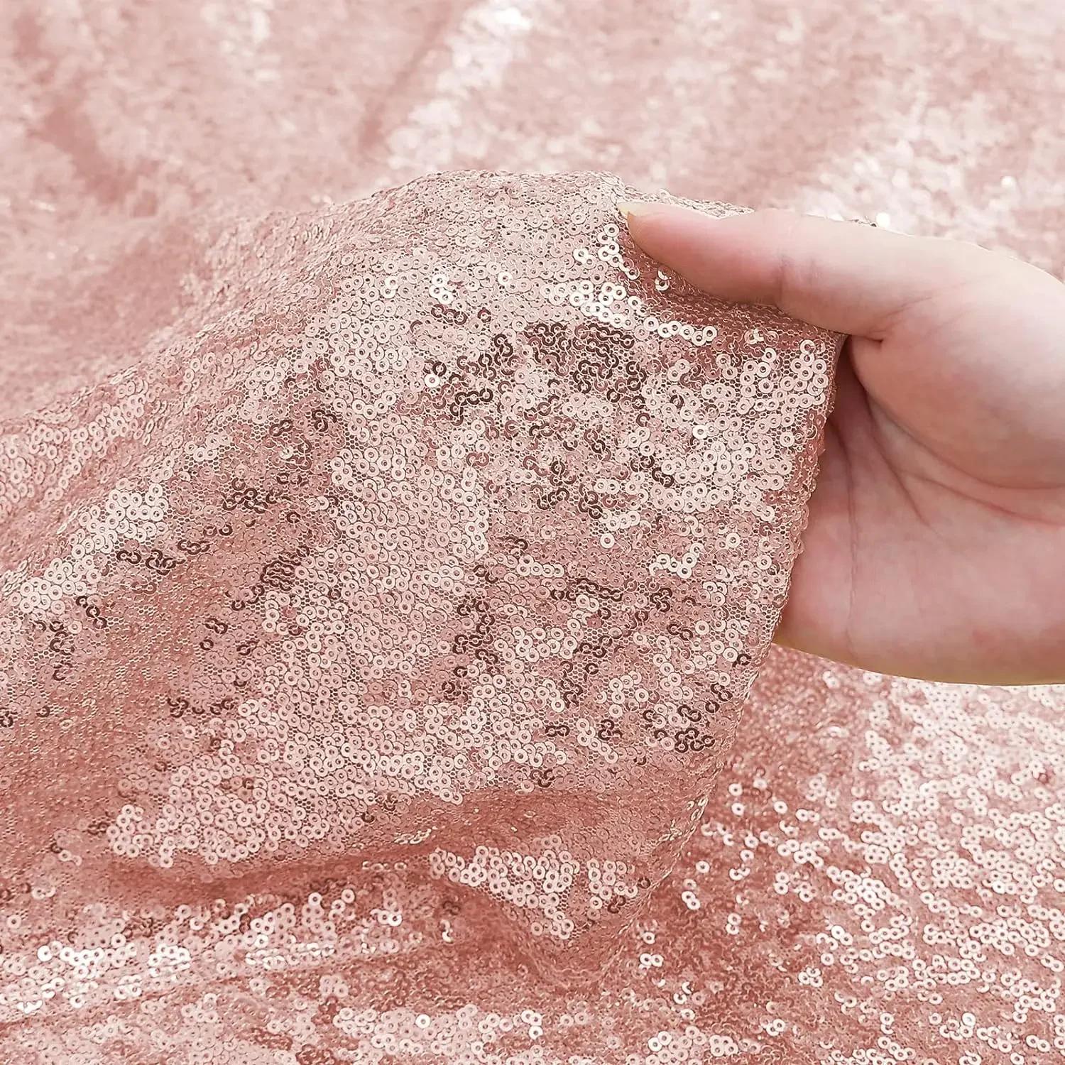 Jupe de Table à paillettes dorées, à volants plissés, pour Table ronde/rectangle/carrée, pour fête d