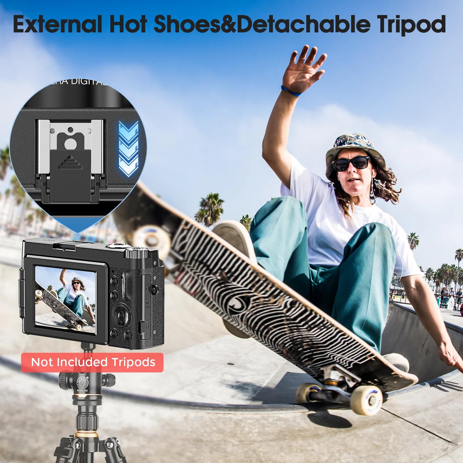 Appareil photo numérique 4K, 48mp, Webcam Autofocu, enregistreur vidéo Vlog, caméras compactes, Rota