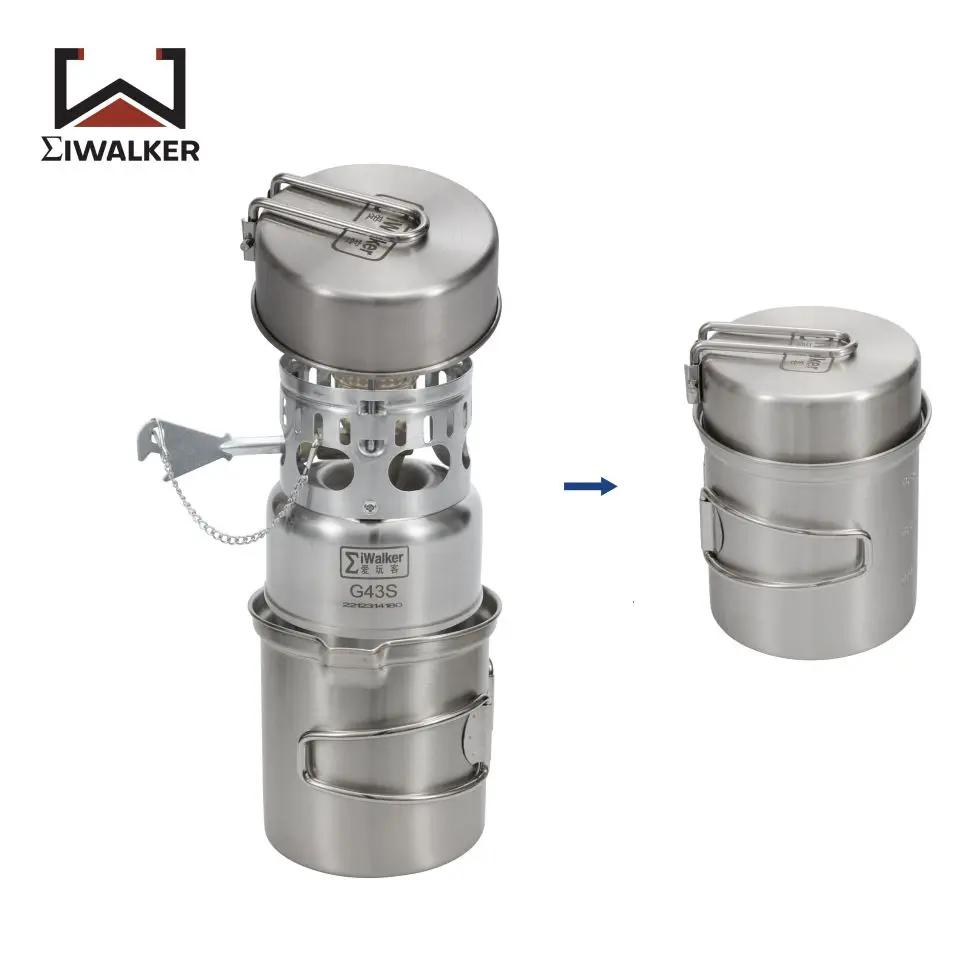 IWALKER G43S ensemble de cuisine poêle de Camping essence e poêle brûleur silencieux avec casseroles