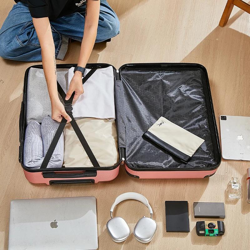 Valise à bagages de 20 à 28 pouces avec roulettes, sac de voyage avec porte-gobelet et support pour