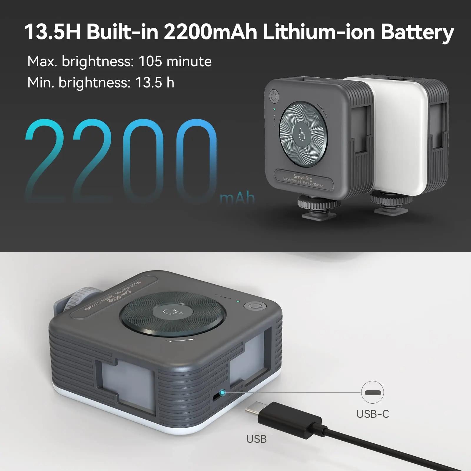 SmallRig P96 LED lumière vidéo Mini LED caméra lumières 2200 mAh 6500 k Zoom Photo vidéo éclairage p
