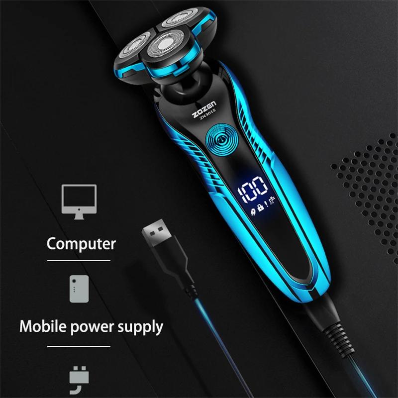 ZOZEN rasoir électrique rotatif rasoir électrique Rechargeable Machine à raser pour hommes tondeuse
