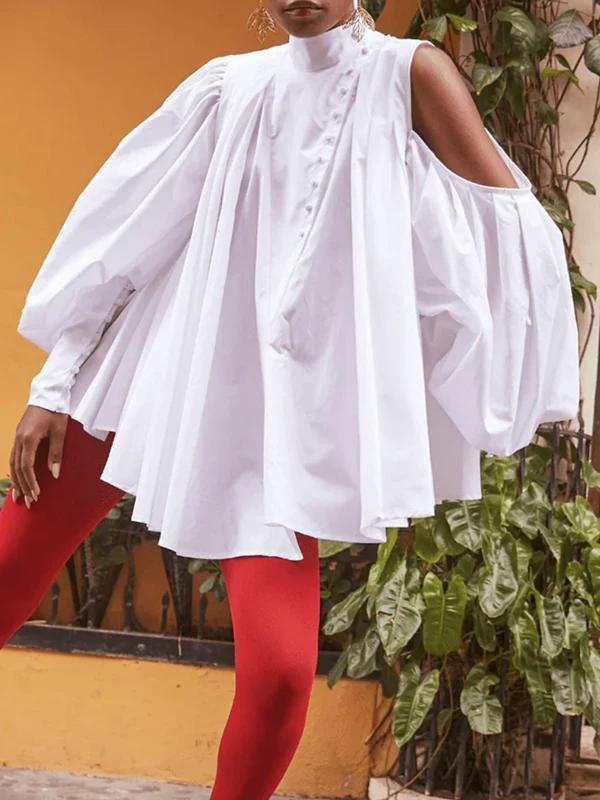 Modigirl 2025 coton haut pour femme et chemisiers été automne col haut décontracté surdimensionné ma