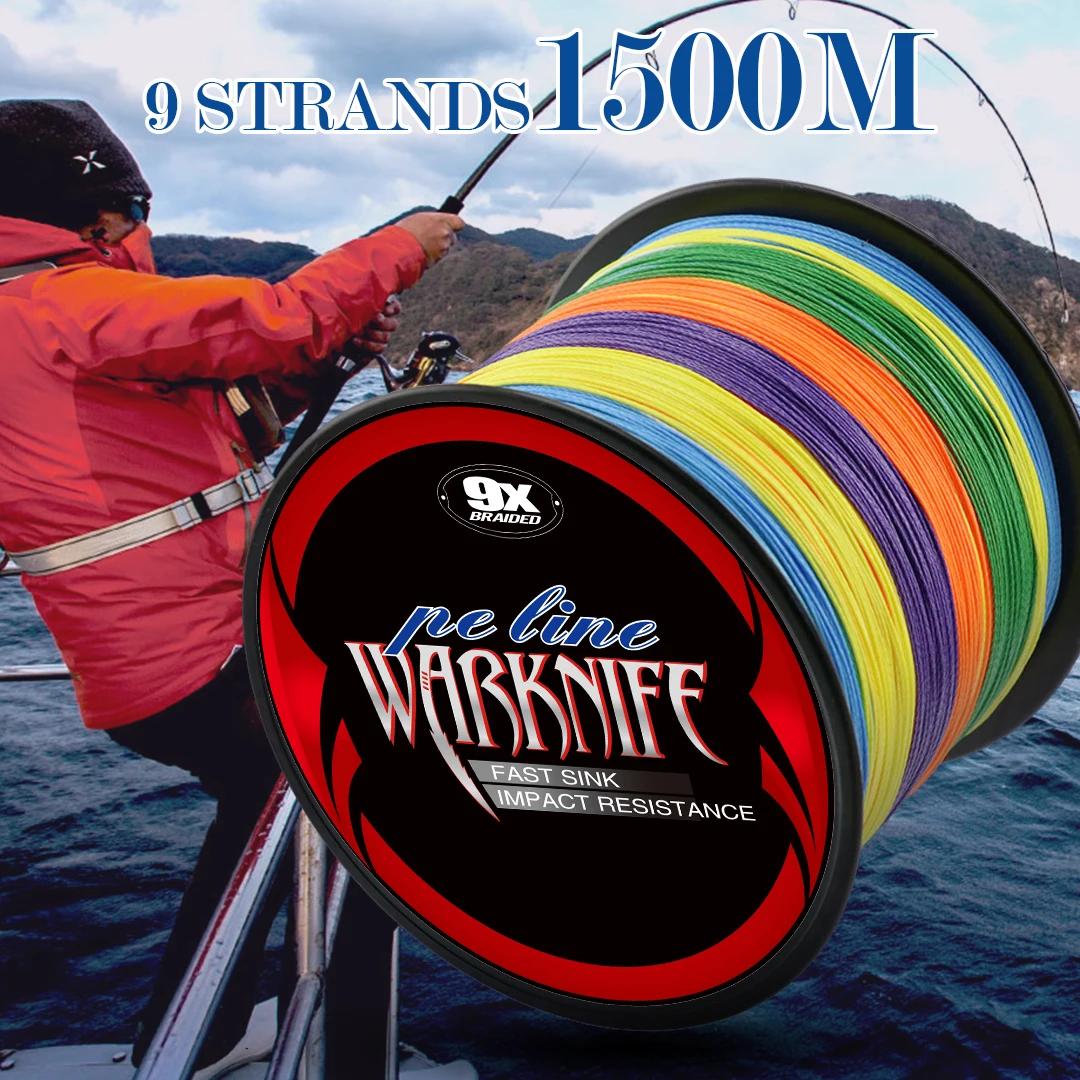 Warknife-Ligne de pêche tressée en PE et à 9 brins, fil de 15/20/25/35/40/45/50/60/70/80/110/ravi lb