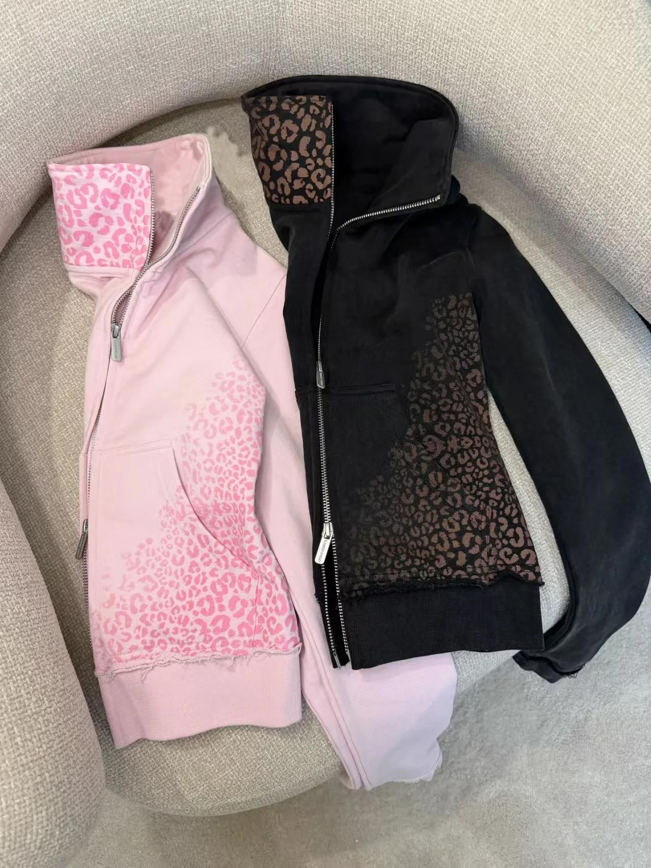 Ensemble deux pièces Y2K imprimé léopard en maille pour femme – Tenue décontractée de sport, yoga, s