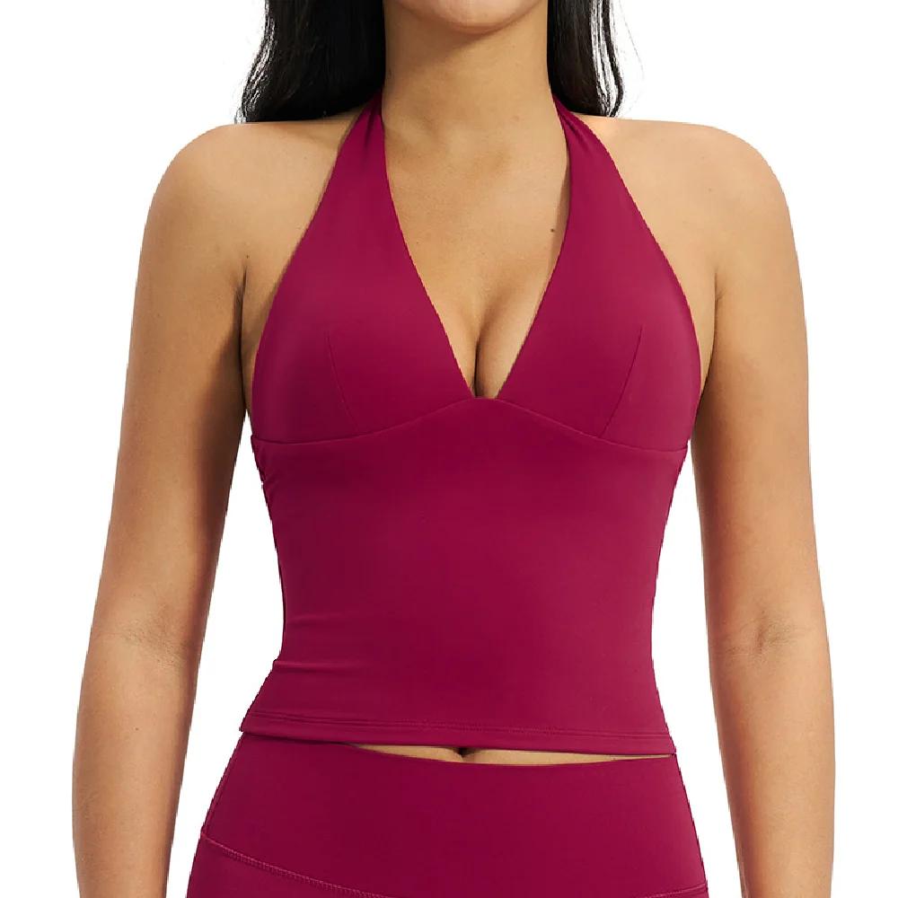 Soutien-gorge de sport sexy à décolleté plongeant pour femme, idéal pour le yoga, la gym, la course