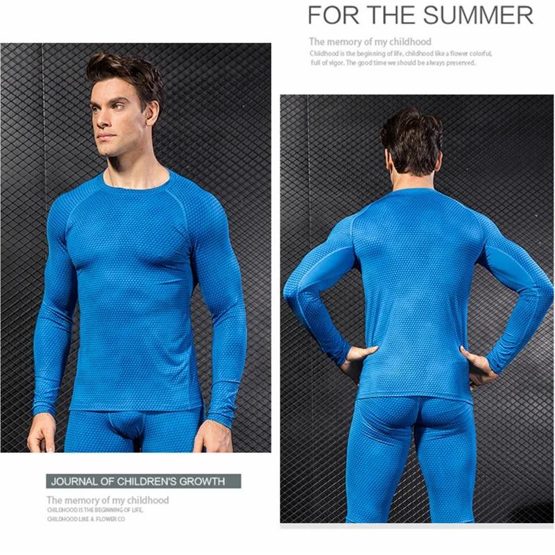Chemise manches longues Homme élastique séchage rapide - T-Shirt gymnastique serré - Sous-vêtements athlétiques entraînement