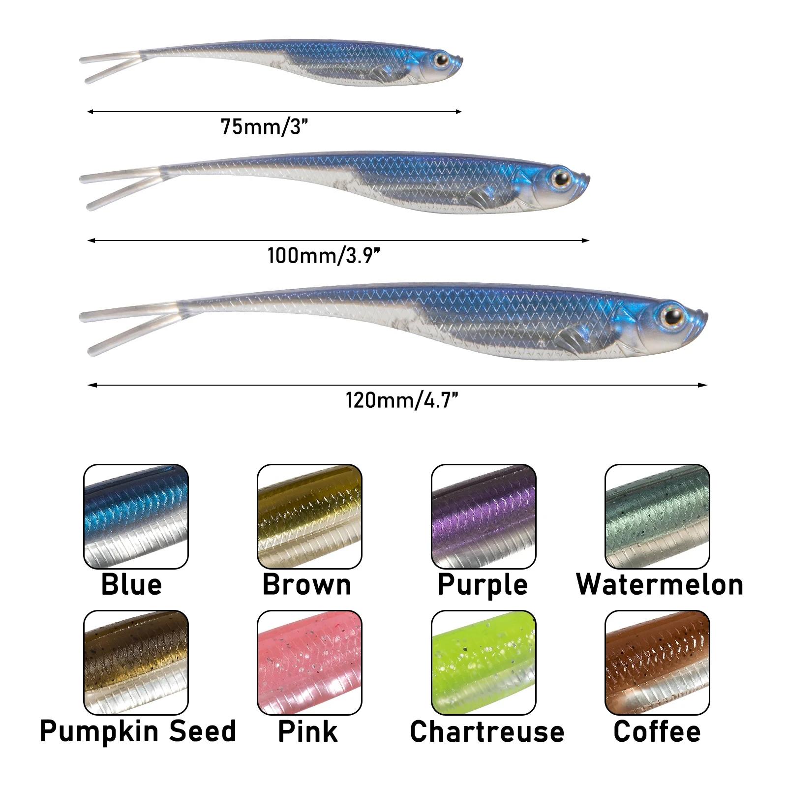 Dr.Fish 5/6 pièces pêche leurre souple en plastique fourchette d'eau salée queue goutte tir Silicone