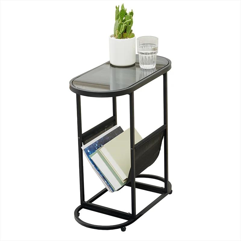 Petites tables d'appoint ovales en verre, petit espace de salon avec spe, espace de stockage d'évalu
