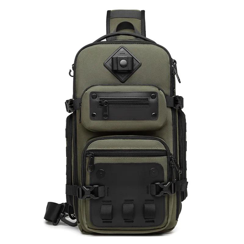 Ozuko sacs de ventre sac de poitrine pour hommes en plein air tactique une épaule sac à bandoulière