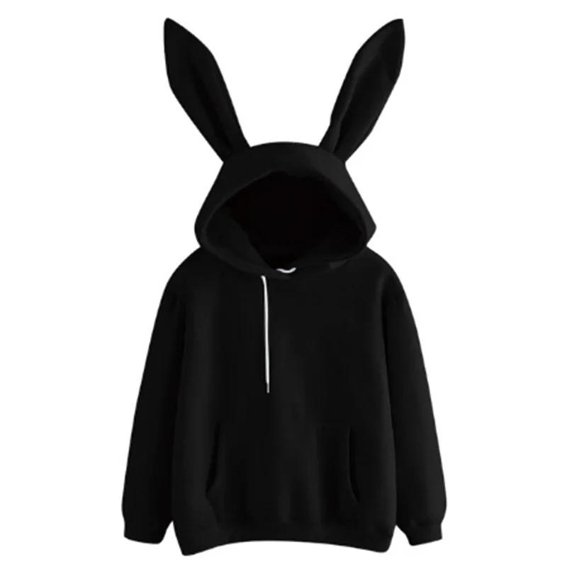 2025 automne et hiver nouveaux vêtements pour femmes Harajuku Wei à capuche lapin à capuche couleur