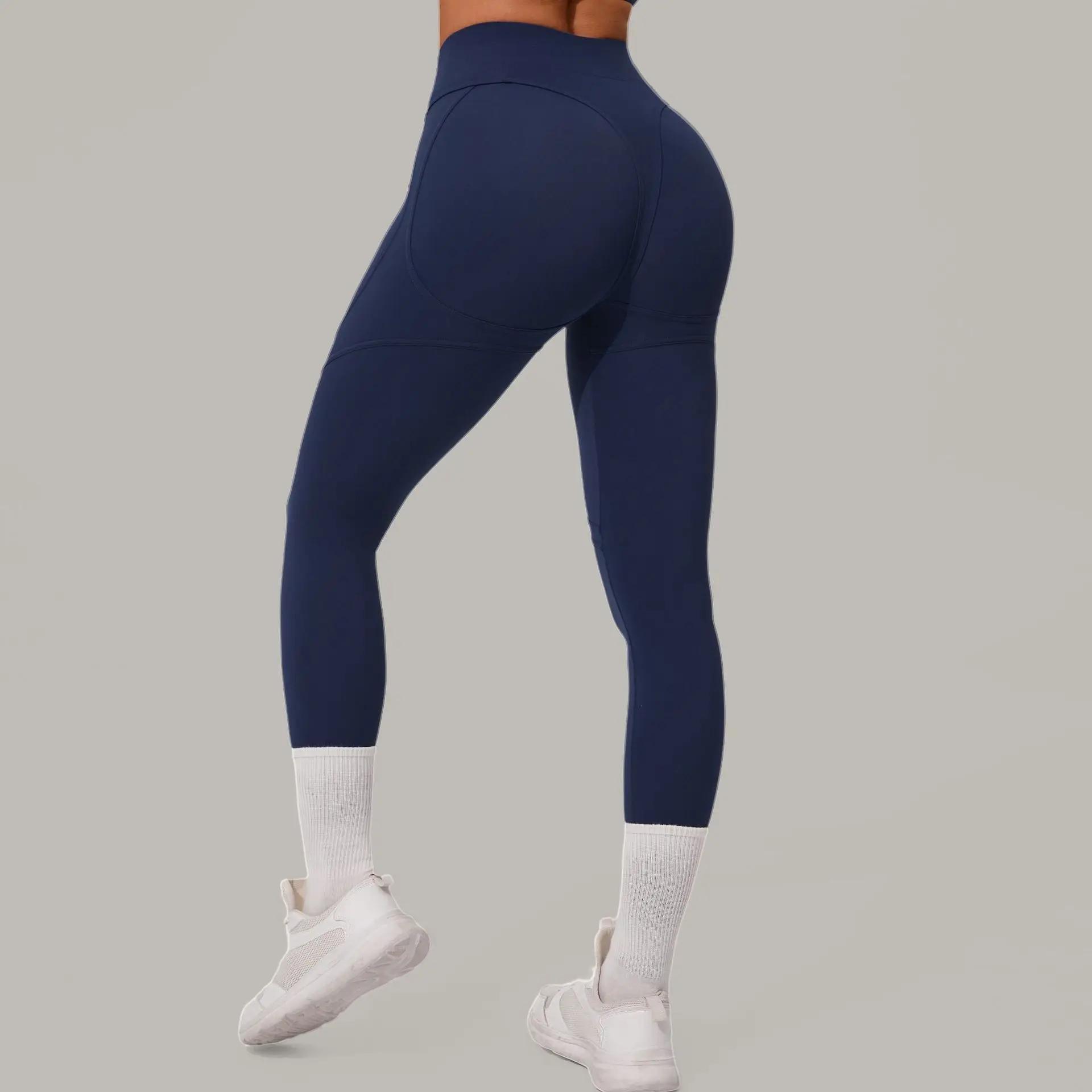 Pantalons de sport avec lignes sexy pour femmes, pantalons serrés de sport, taille haute, confortabl