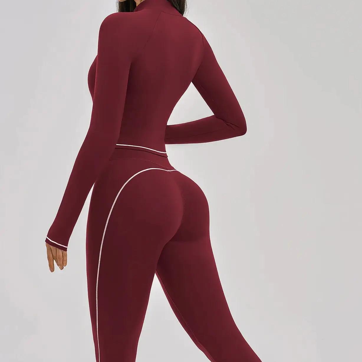 Ensemble deux pièces Ningyu pour femmes, veste de sport coupe-vent haut de gamme à col montant, legg