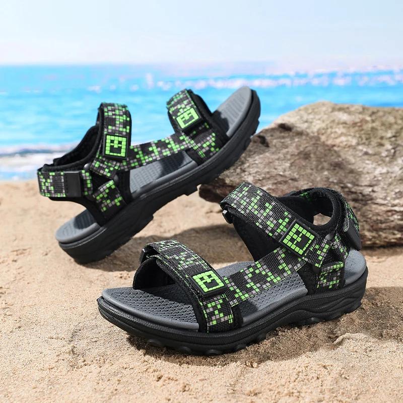 Sandales plates décontractées pour enfants, chaussures d'été pour garçons, chaussures de plage et d'
