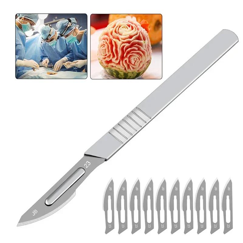 Scalpel métallique en acier au carbone, 11 #23 #, manche sphérique, bricolage, réparation de coupe,
