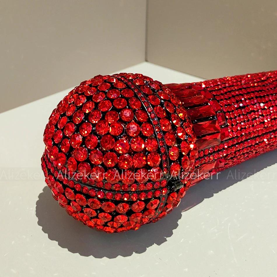 Alizekerr – sacs de soirée en strass en forme de Microphone pour femmes, magnifiques pochettes uniqu