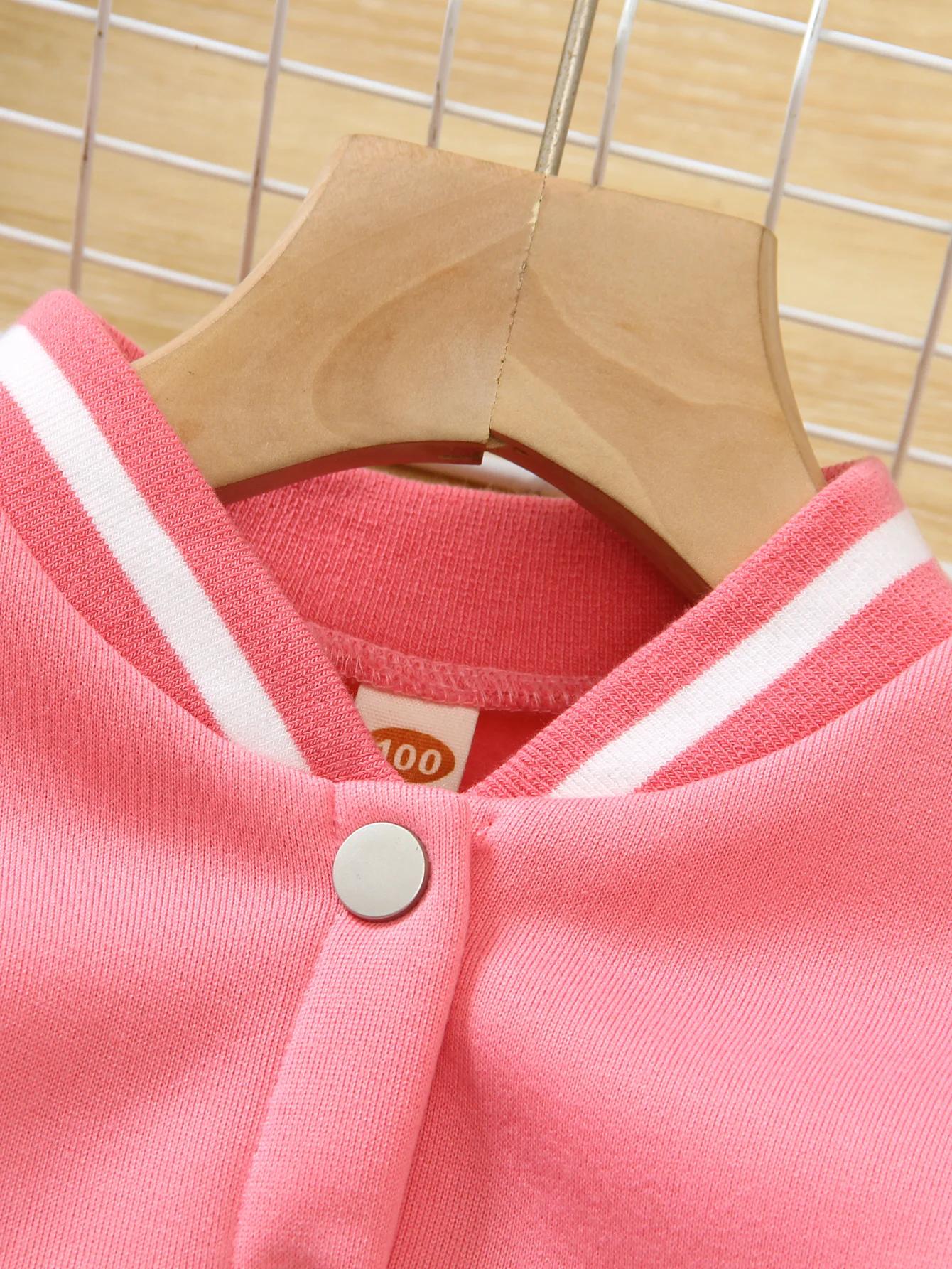 Vestes de Baseball roses décontractées et à la mode pour filles, automne et hiver, avec motifs impri