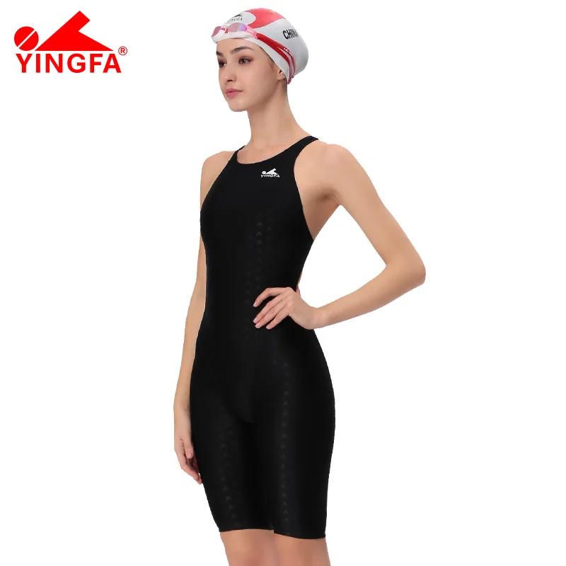 Maillot de bain une pièce YINGFA 925 FINA en peau de requin, longueur genou, maillot de bain de comp
