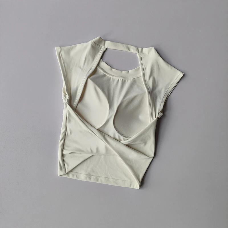 T-shirt de sport dos nu sexy femme - Haut moulant à séchage rapide pour yoga amincissant