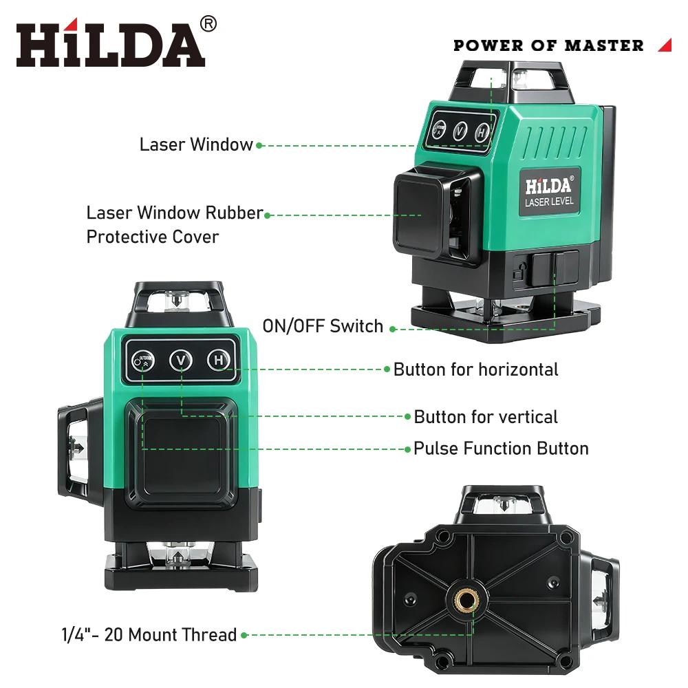 HILDA 16/12 lignes niveau laser ligne verte SelfLeveling 360 horizontal et vertical super puissant f