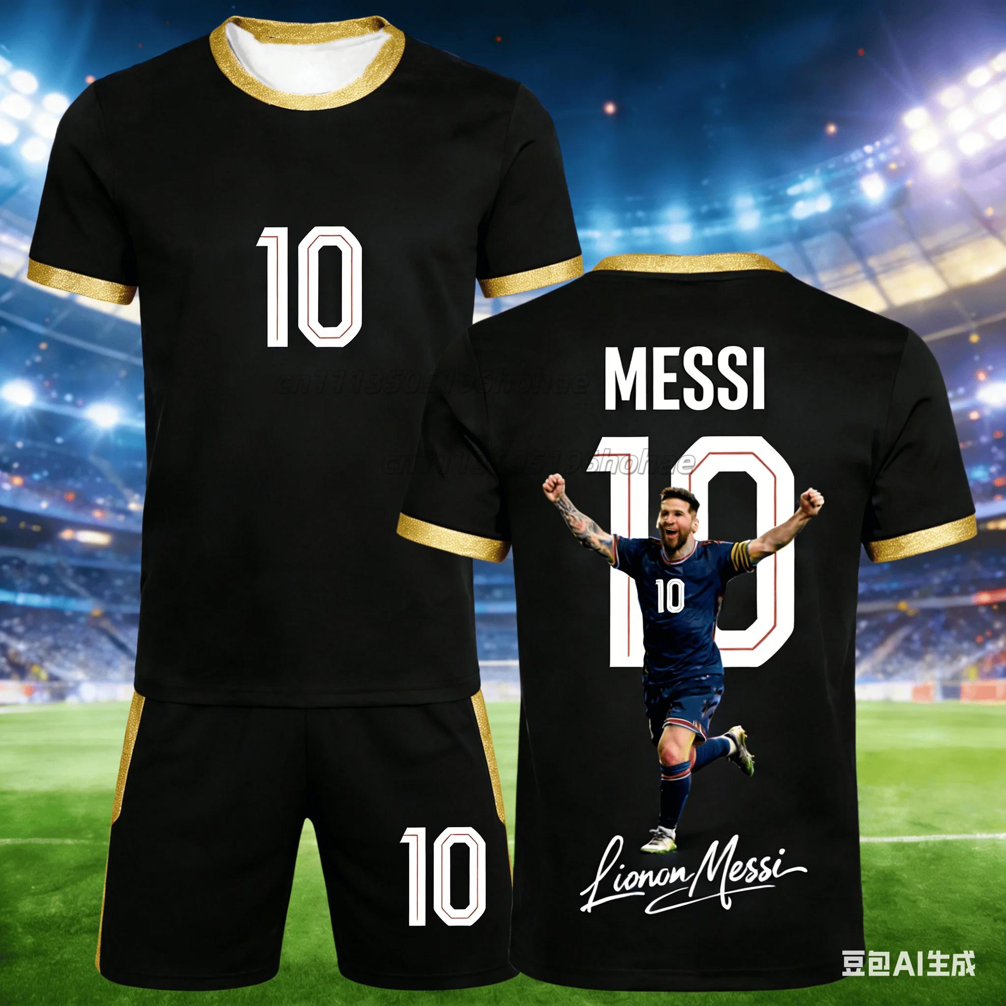 Été # Messi N°10 # Ensemble T-shirt et short commémoratifs pour hommes et femmes, ensemble ample