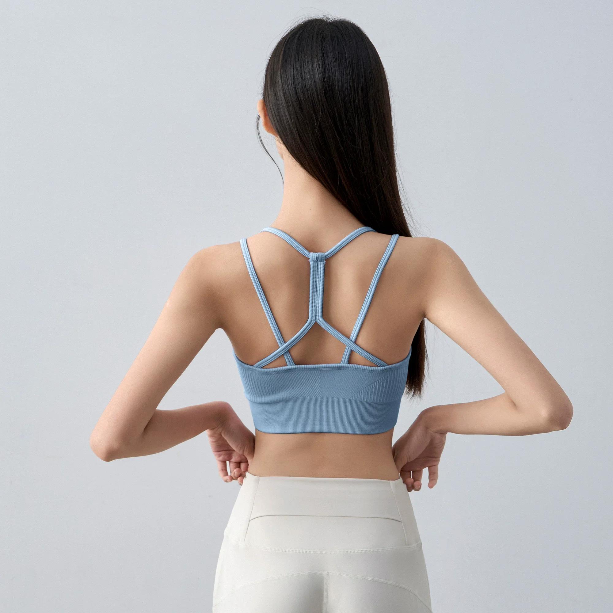 Soutien-gorge de sport sans couture respirant pour femme, brassière de fitness push-up antichoc, con