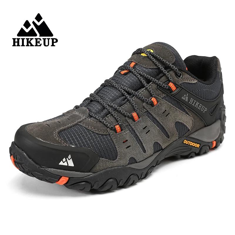 Chaussures randonnée homme cuir suédé HIKEUP - Baskets trekking usure résistante marche chasse