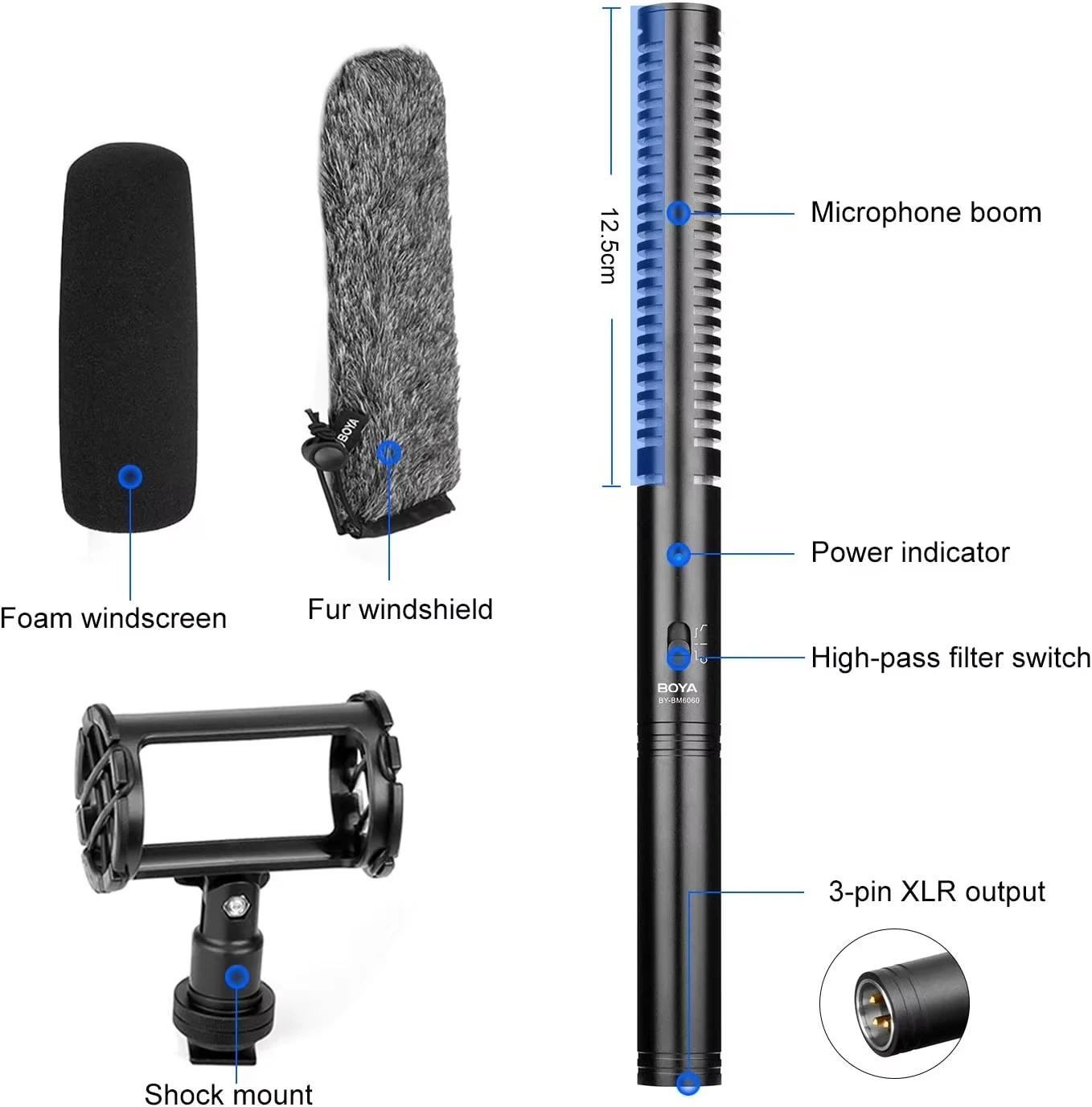 Interview Shotgun Microphone XLR BOYA Pro diffusion qualité micro BY-BM6060 pour Canon Nikon Sony ca