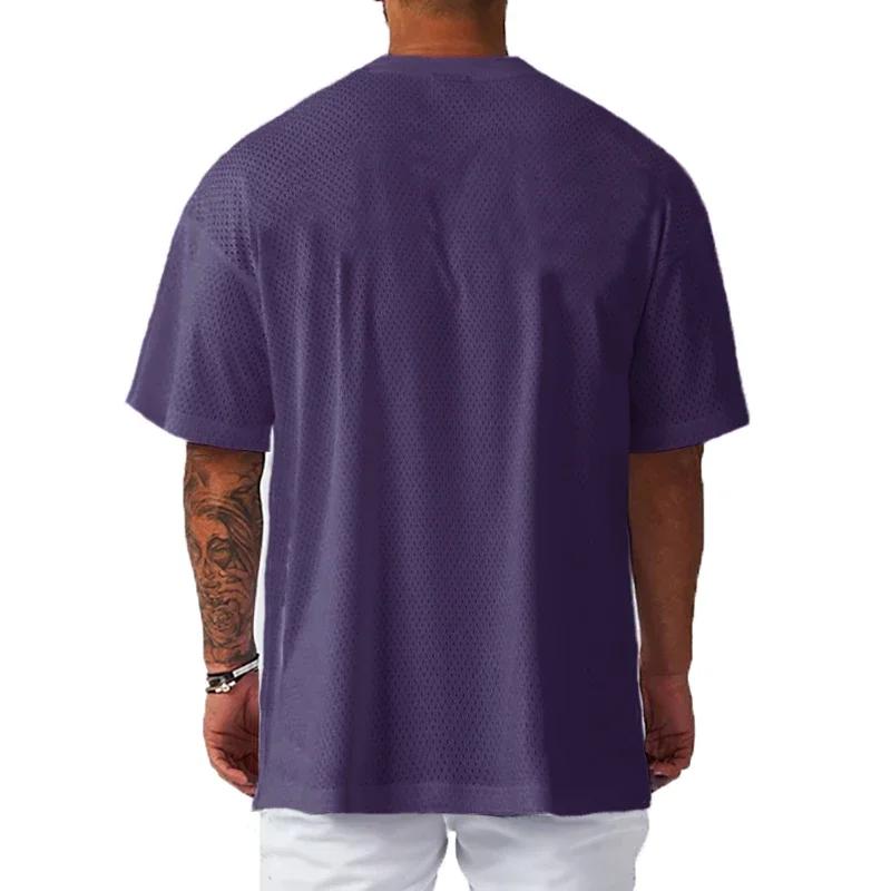 T-Shirts de Sport amples surdimensionnés à manches courtes, épaules tombantes, chemise de musculatio