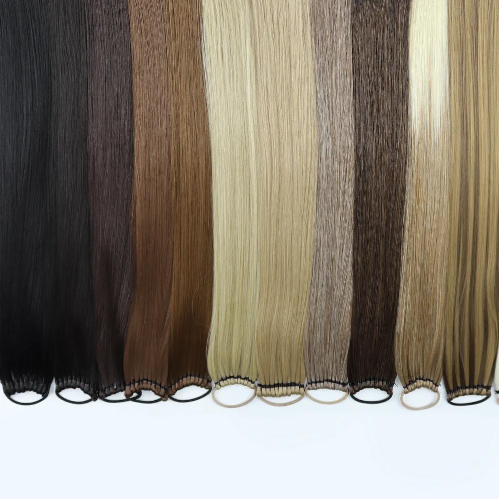 Extensions de queue de cheval synthétiques noires tressées naturelles, postiche longue et lisse avec