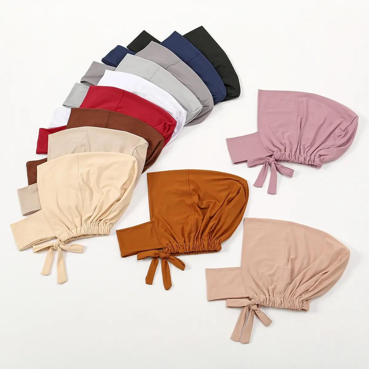 Casquette intérieure musulmane Hijab pour femmes, sous-écharpe solide, Turban, chapeau islamique mus
