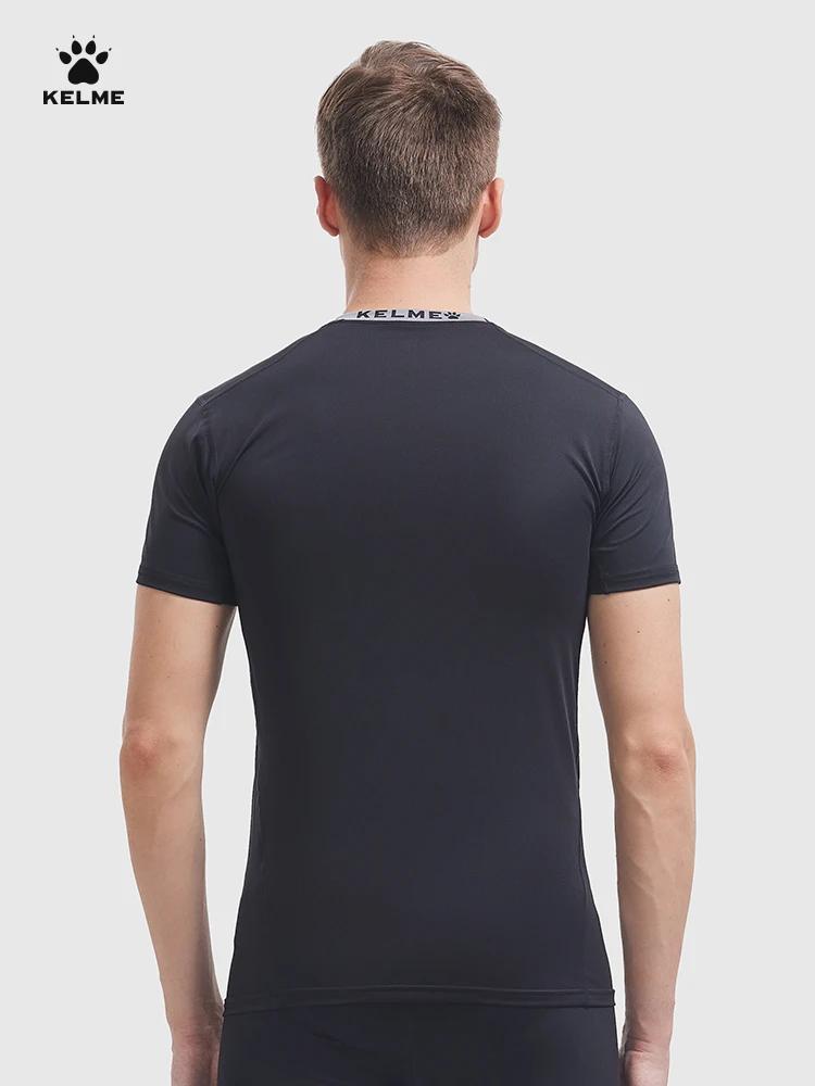 Kelme-T-shirt de sport à manches courtes pour homme, vêtement élastique et moulant, respirant, à séc