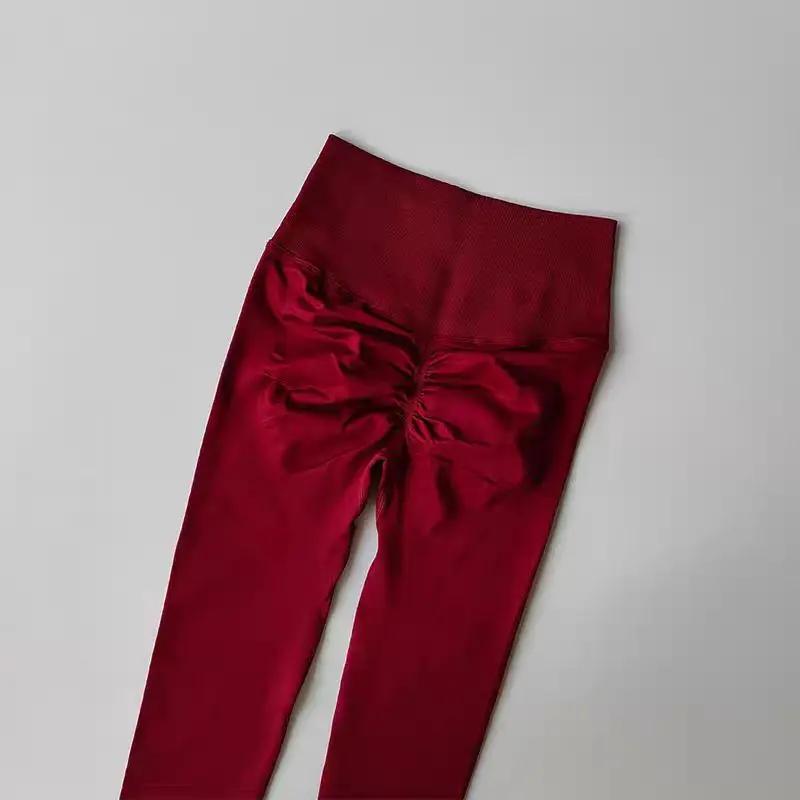 Leggings fitness taille haute sans couture femme - Pantalon yoga course push-up hanches