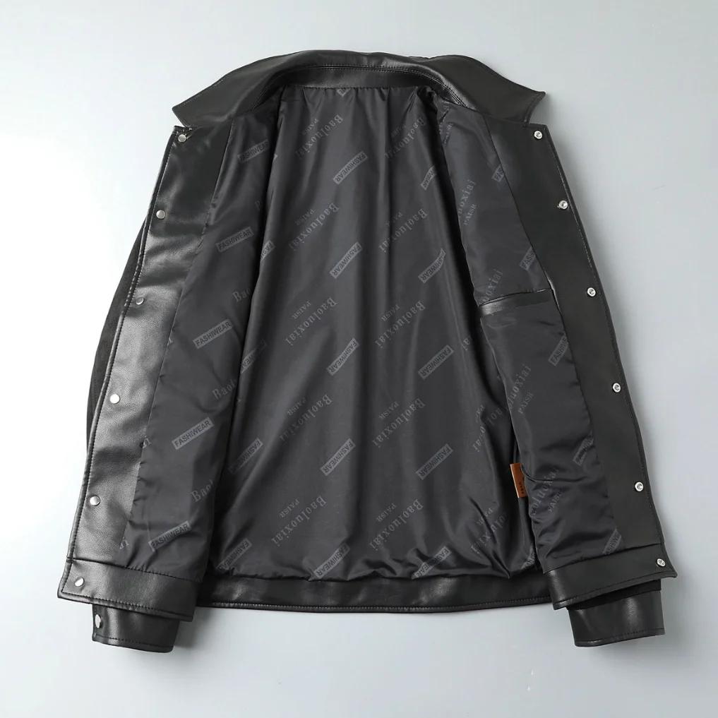 Veste décontractée d'affaires en simili daim épissé en cuir Pu pour hommes, printemps et automne