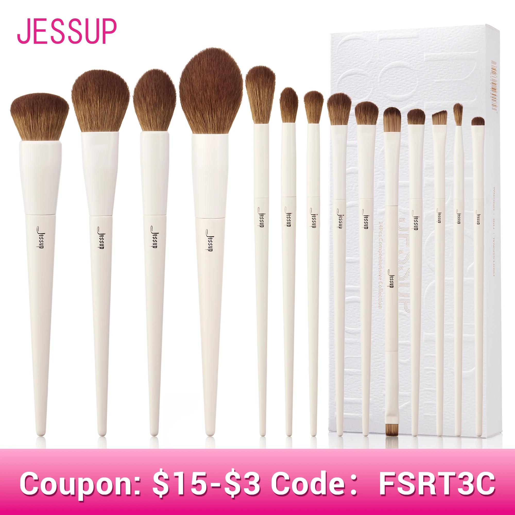 Jessup pinceaux de maquillage 10-14pc ensemble de pinceaux de maquillage fond de teint synthétique p