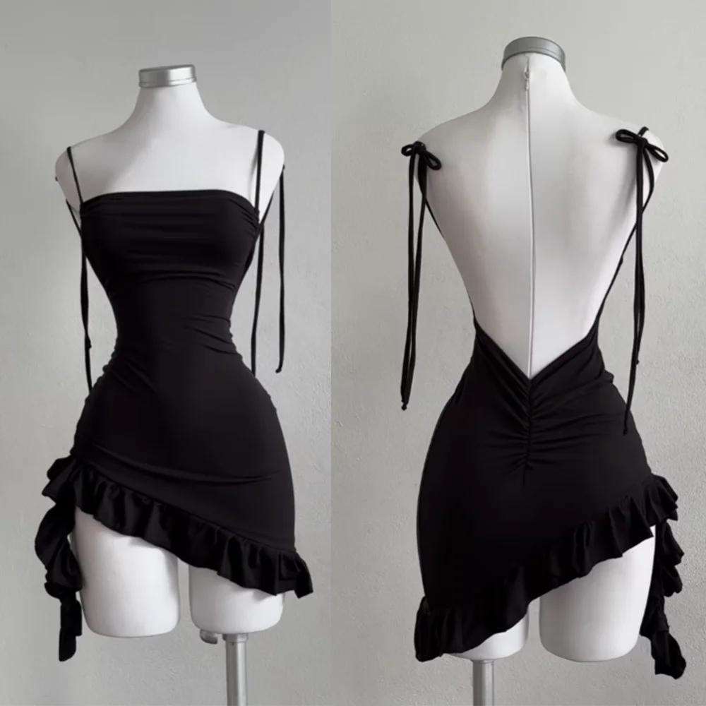 2025 Sexy sans manches dos nu Mini robe femmes été Europe amérique à lacets robes moulantes haute ru