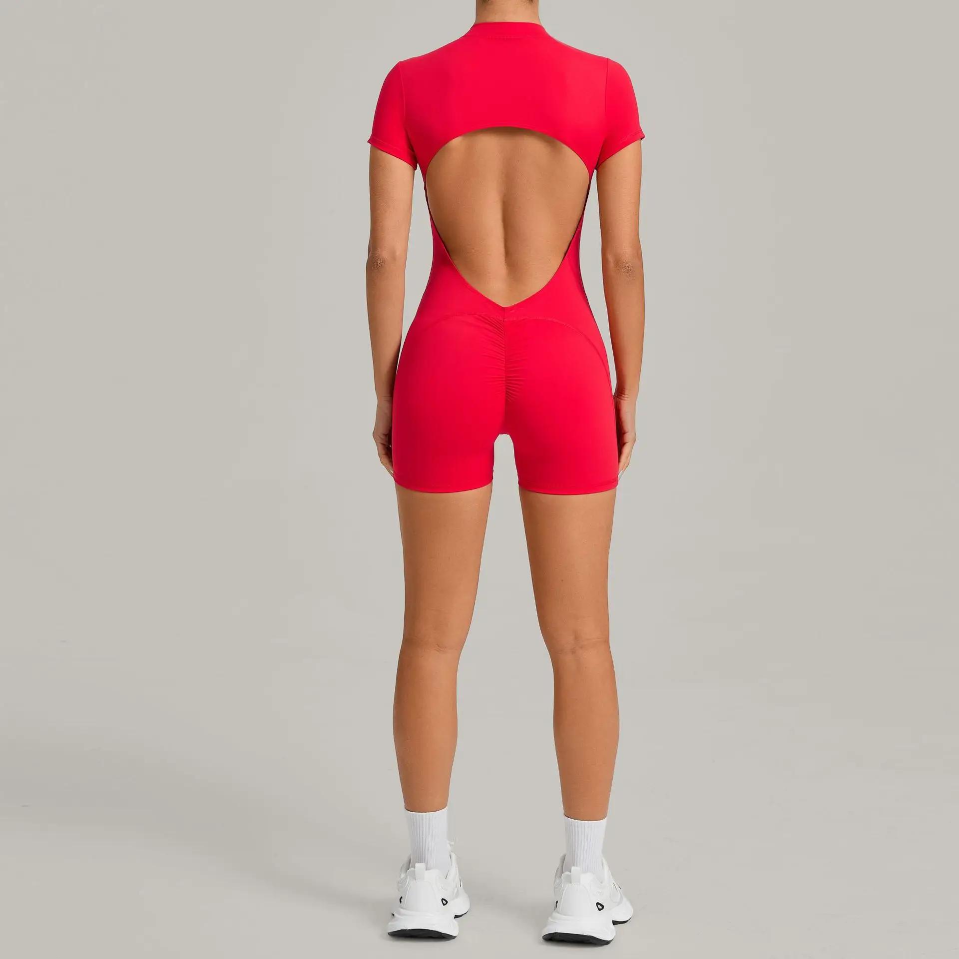Ensemble de yoga pour femmes Ningyu, combinaison de sport à dos ouvert avec fermeture éclair, combin