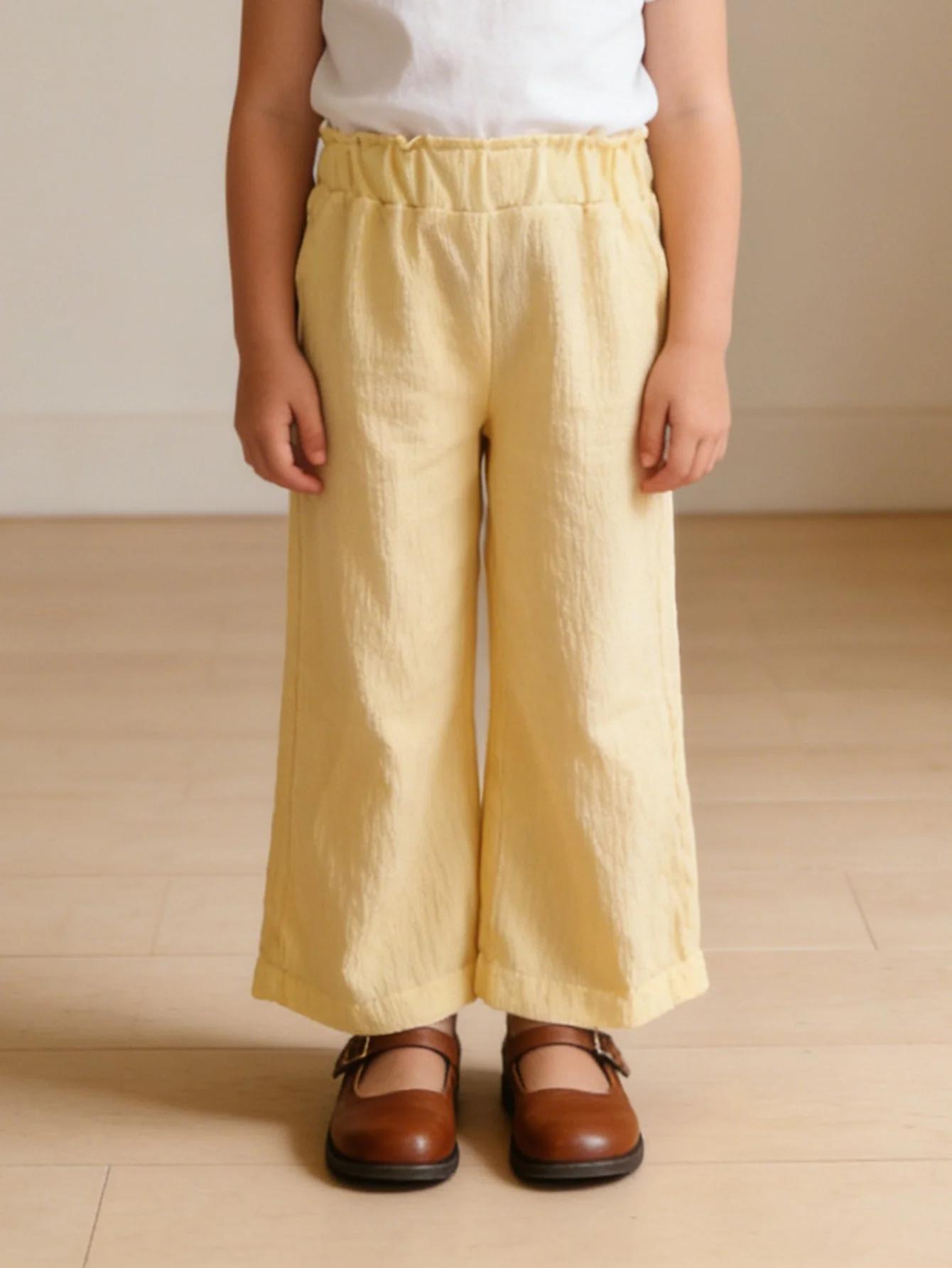 Pantalons à jambes larges de couleur unie pour filles, 3 pièces, pantalons doux et confortables pour