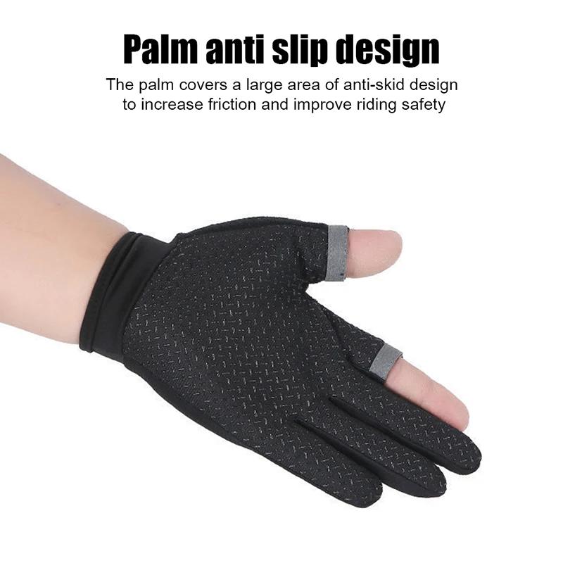 Gants de pêche d'été pour hommes et femmes, Anti-UV, cyclisme, coupe à deux doigts, écran tactile, a