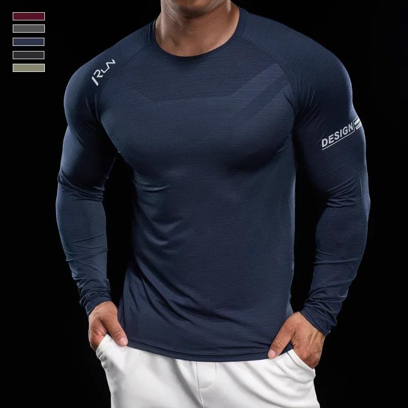Chemise de compression à manches longues pour hommes, t-shirt de course, survêtement de jogging, che