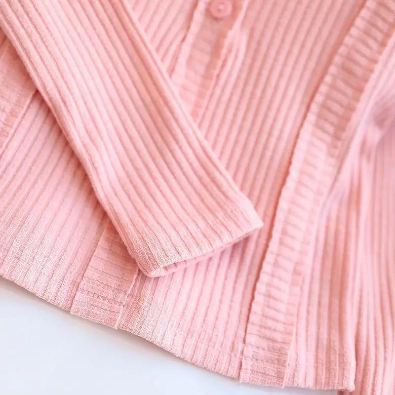Ensemble de vêtements pour filles de 3 à 10 ans, printemps automne, couleur unie, haut à manches lon