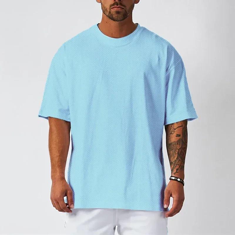 T-Shirt de Sport de course pour hommes, ample, surdimensionné, vêtements d'entraînement, de musculat