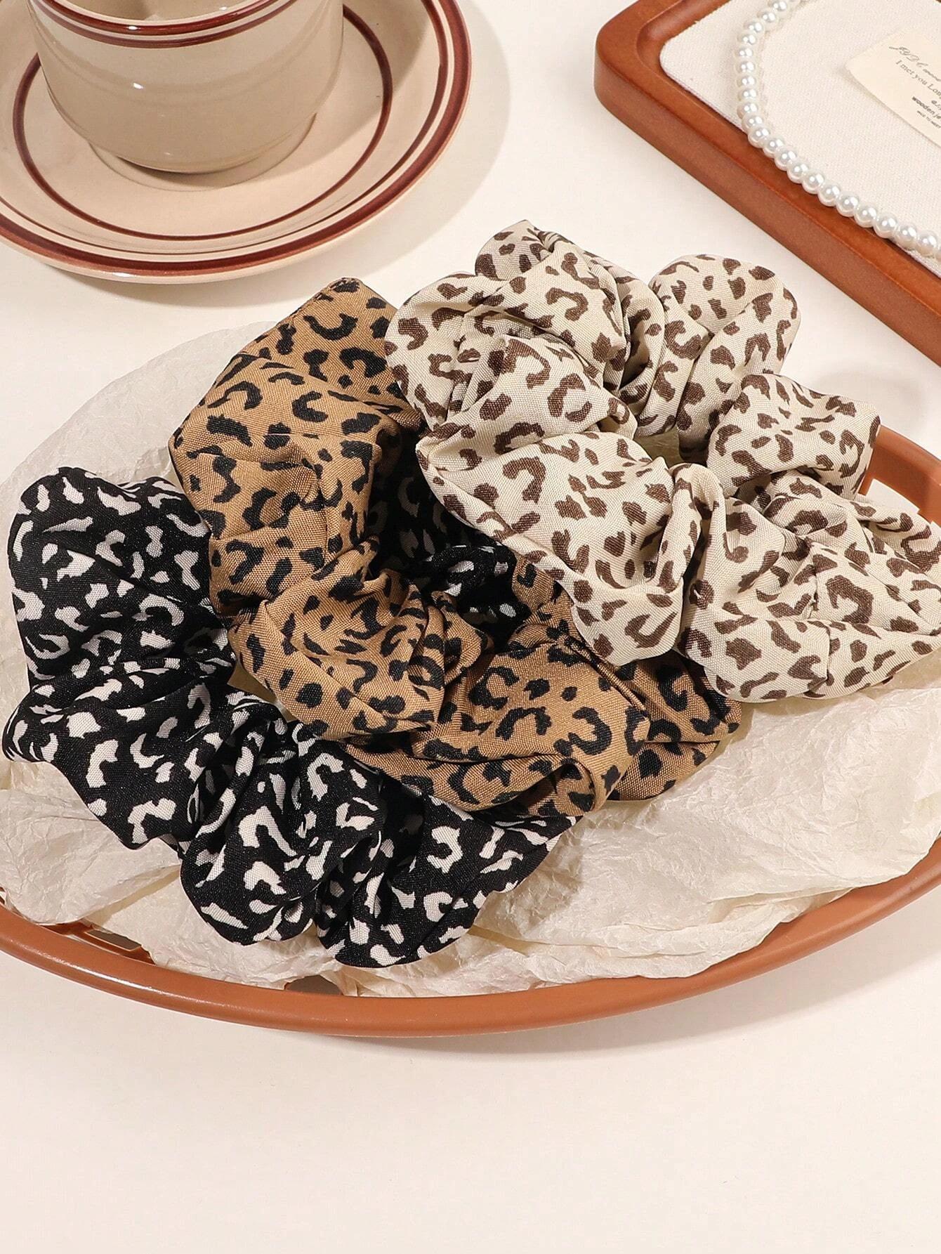 Chouchous pour cheveux en tissu imprimé léopard Vintage, 3 pièces, accessoires pour cheveux quotidie