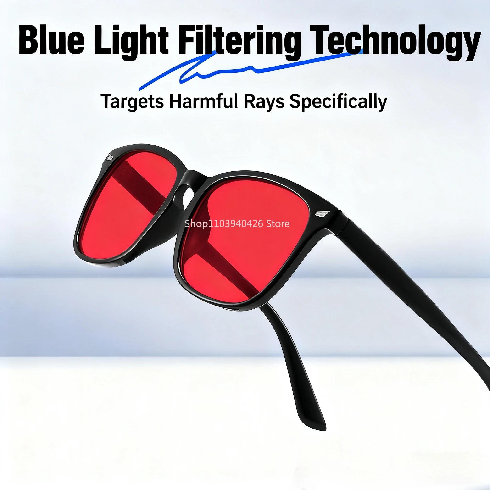 Lunettes de sommeil pour hommes, verres à lumière bleue bloquant la lentille rouge pour les jeux sur