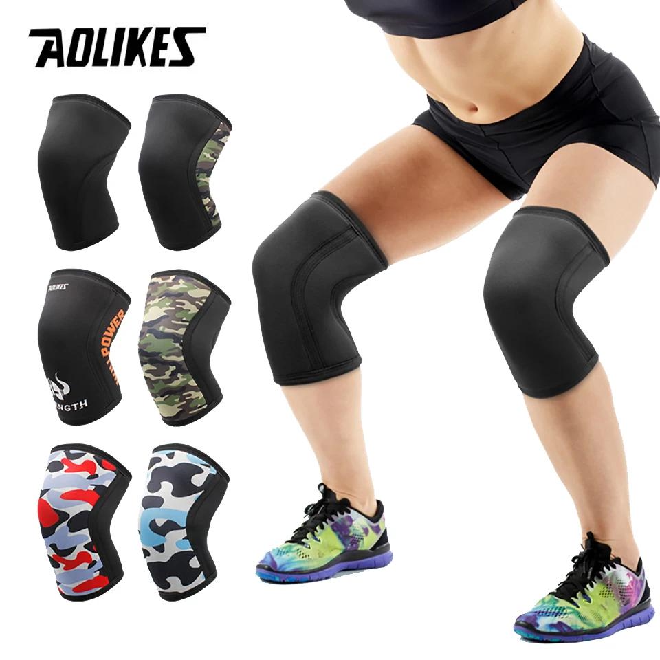 AOLIKES 1 paire Squat 7mm genouillères soutien gymnastique sport Compression néoprène genou protecte