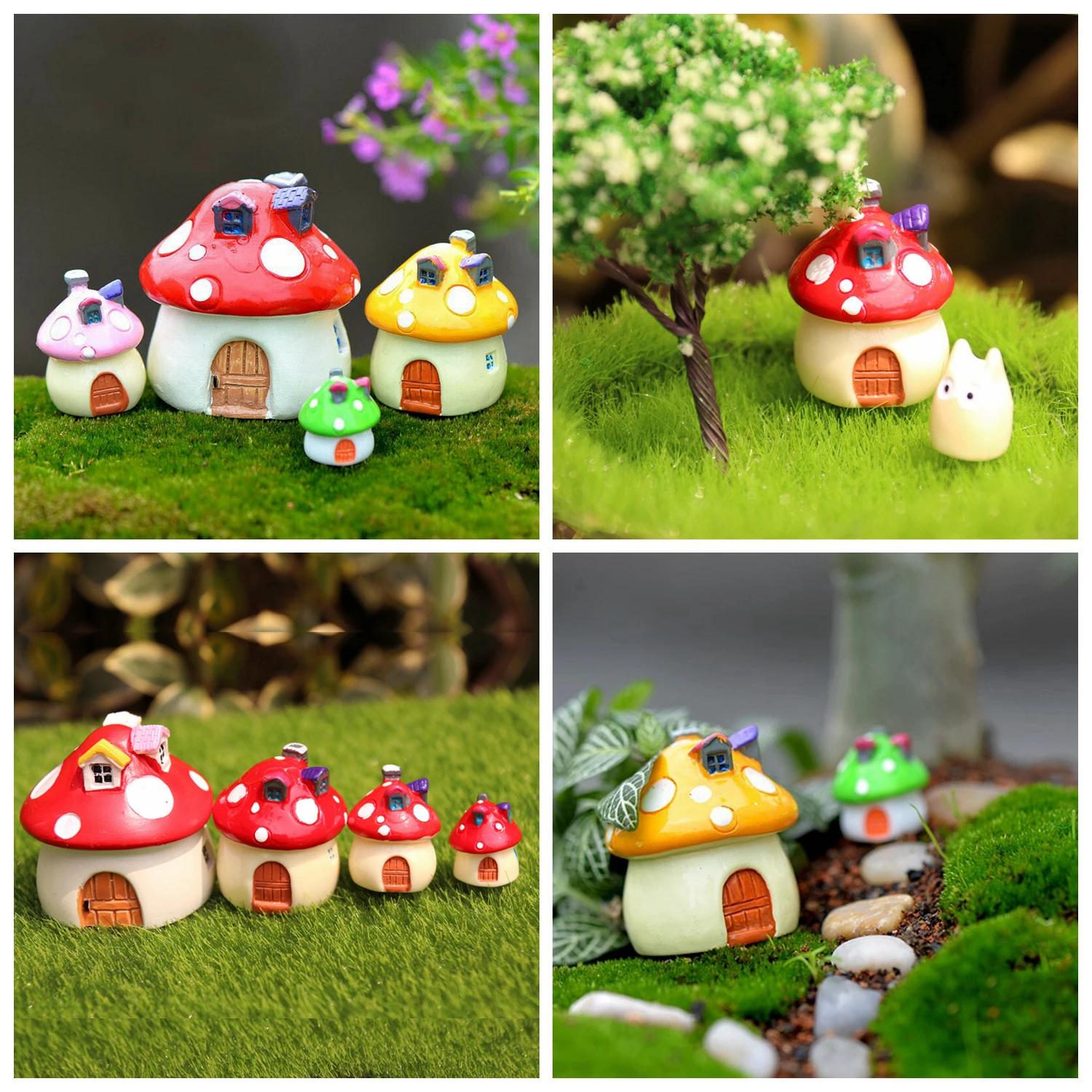Accessoires de jardin féerique, 4 tailles, ornement de champignon Miniature, Statue, Pot de plante,