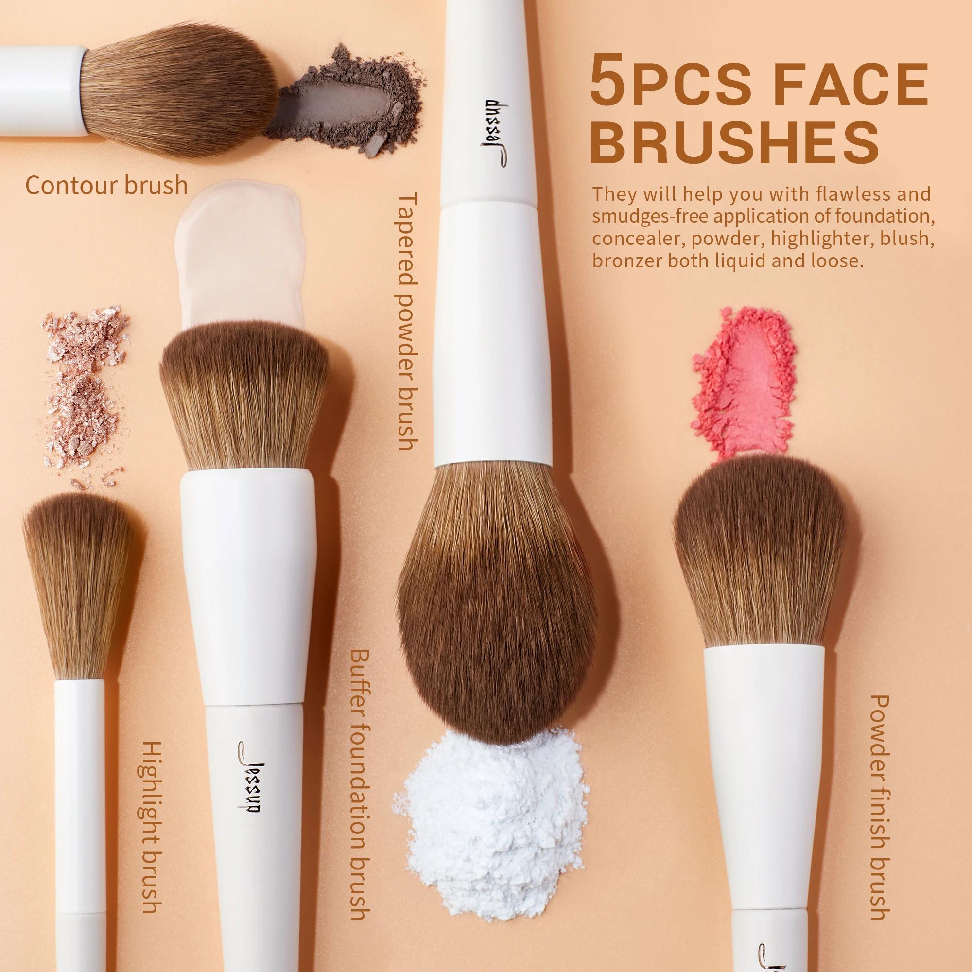 Jessup pinceaux de maquillage 10-14pc ensemble de pinceaux de maquillage fond de teint synthétique p