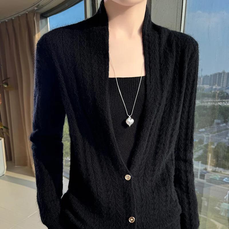 Col écharpe femmes Cardigan hauts automne hiver nouveau Chic 100% laine mérinos pull gracieux femme