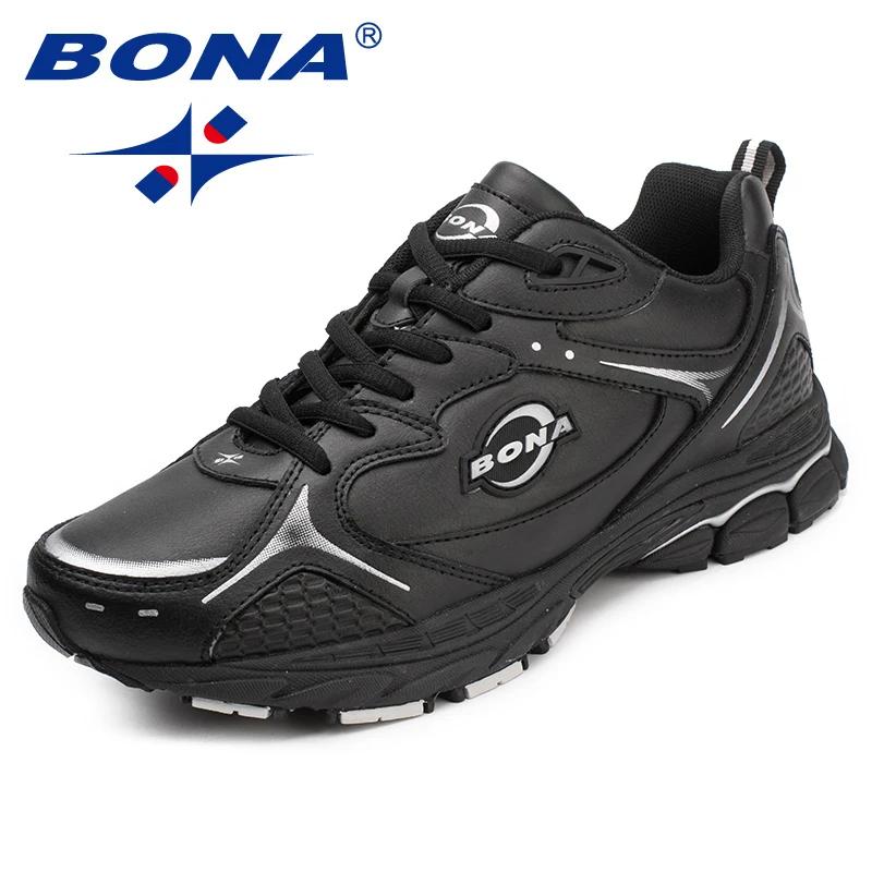 Chaussures de course homme BONA en cuir - Baskets confortables pour jogging et sport en plein air