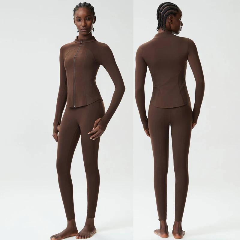 Ensemble de yoga et fitness 2/3 pièces pour femmes, couleur unie, tenue de sport extensible et douce